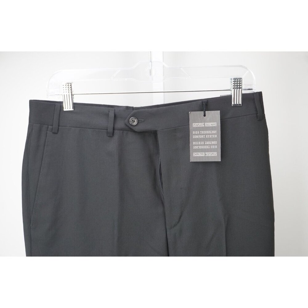 Corneliani Master Black Herringbone 100% Wool Dress Pants Sz 46 NEW